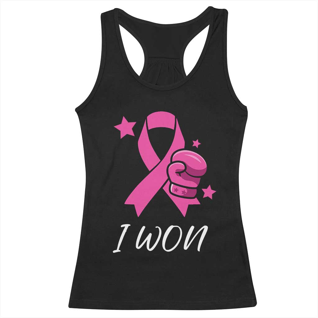 Pink Ribbon Racerback Tank Top I Won Breast Cancer Awareness - Print Your Wear