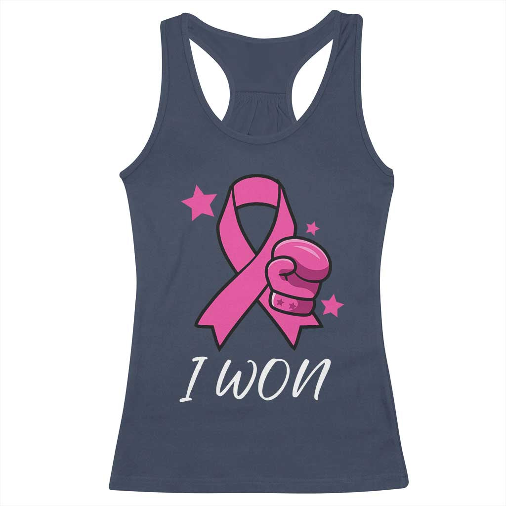 Pink Ribbon Racerback Tank Top I Won Breast Cancer Awareness TS10 Navy Print Your Wear