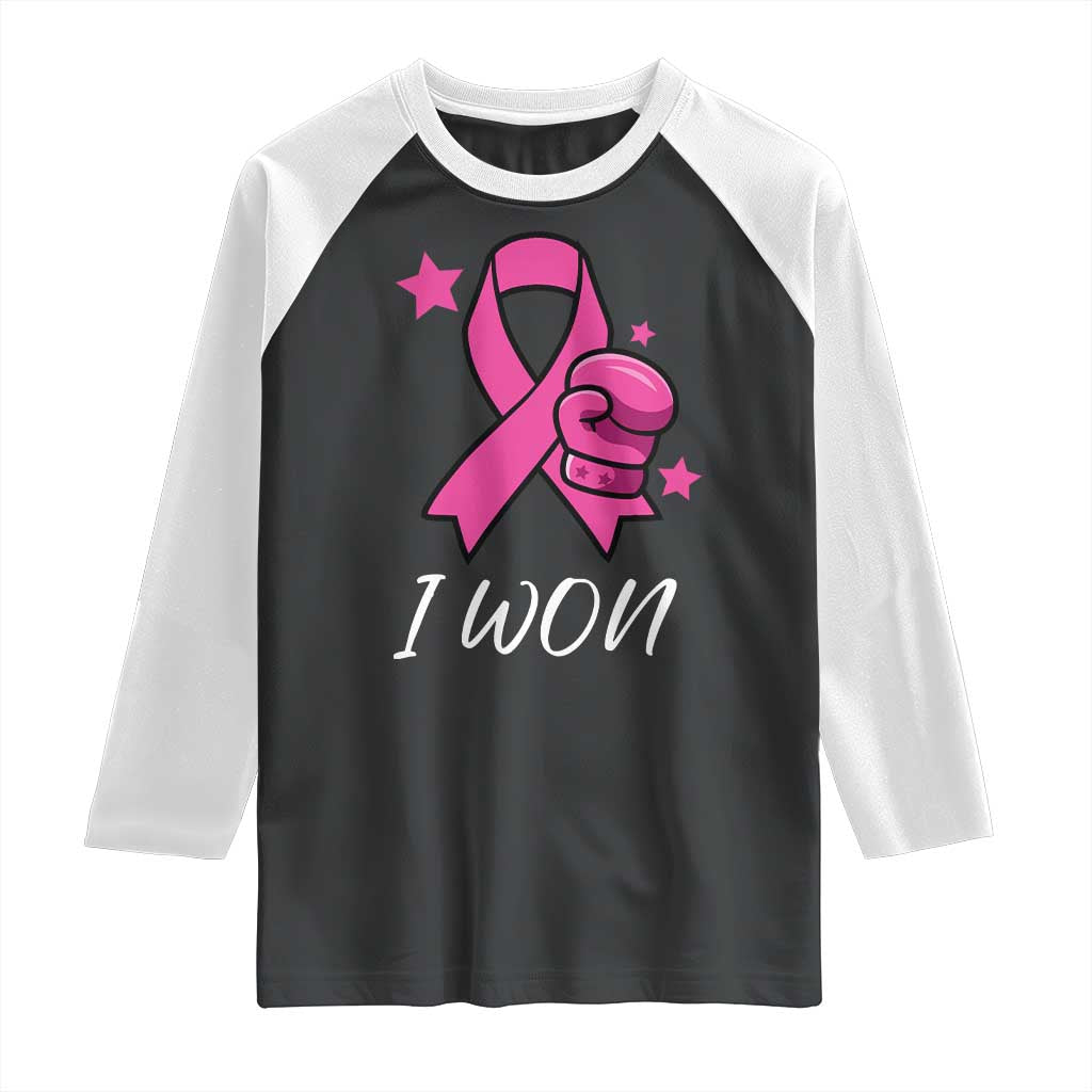 Pink Ribbon Raglan Shirt I Won Breast Cancer Awareness TS10 Black White Print Your Wear