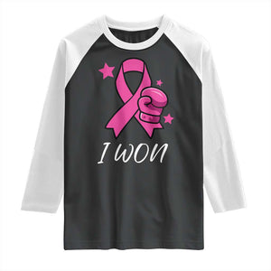 Pink Ribbon Raglan Shirt I Won Breast Cancer Awareness TS10 Black White Print Your Wear
