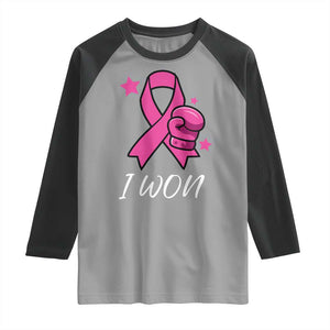 Pink Ribbon Raglan Shirt I Won Breast Cancer Awareness TS10 Sport Gray Black Print Your Wear