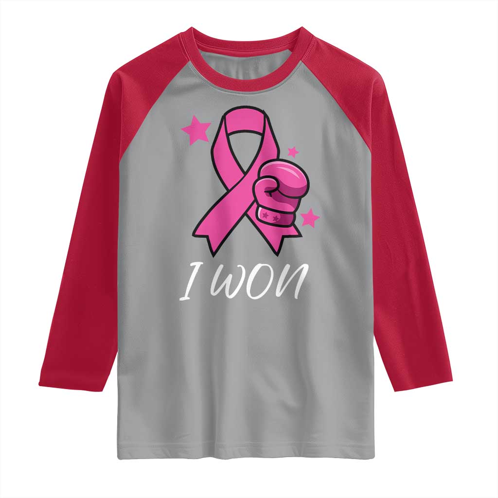 Pink Ribbon Raglan Shirt I Won Breast Cancer Awareness TS10 Sport Gray Red Print Your Wear