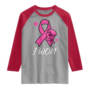 Pink Ribbon Raglan Shirt I Won Breast Cancer Awareness TS10 Sport Gray Red Print Your Wear