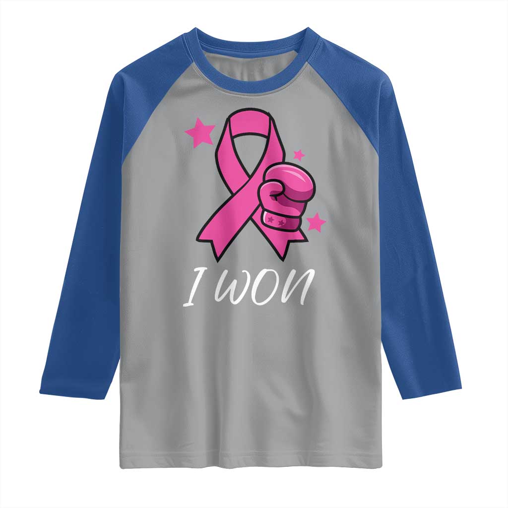 Pink Ribbon Raglan Shirt I Won Breast Cancer Awareness TS10 Sport Gray Royal Print Your Wear