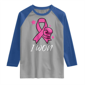 Pink Ribbon Raglan Shirt I Won Breast Cancer Awareness TS10 Sport Gray Royal Print Your Wear