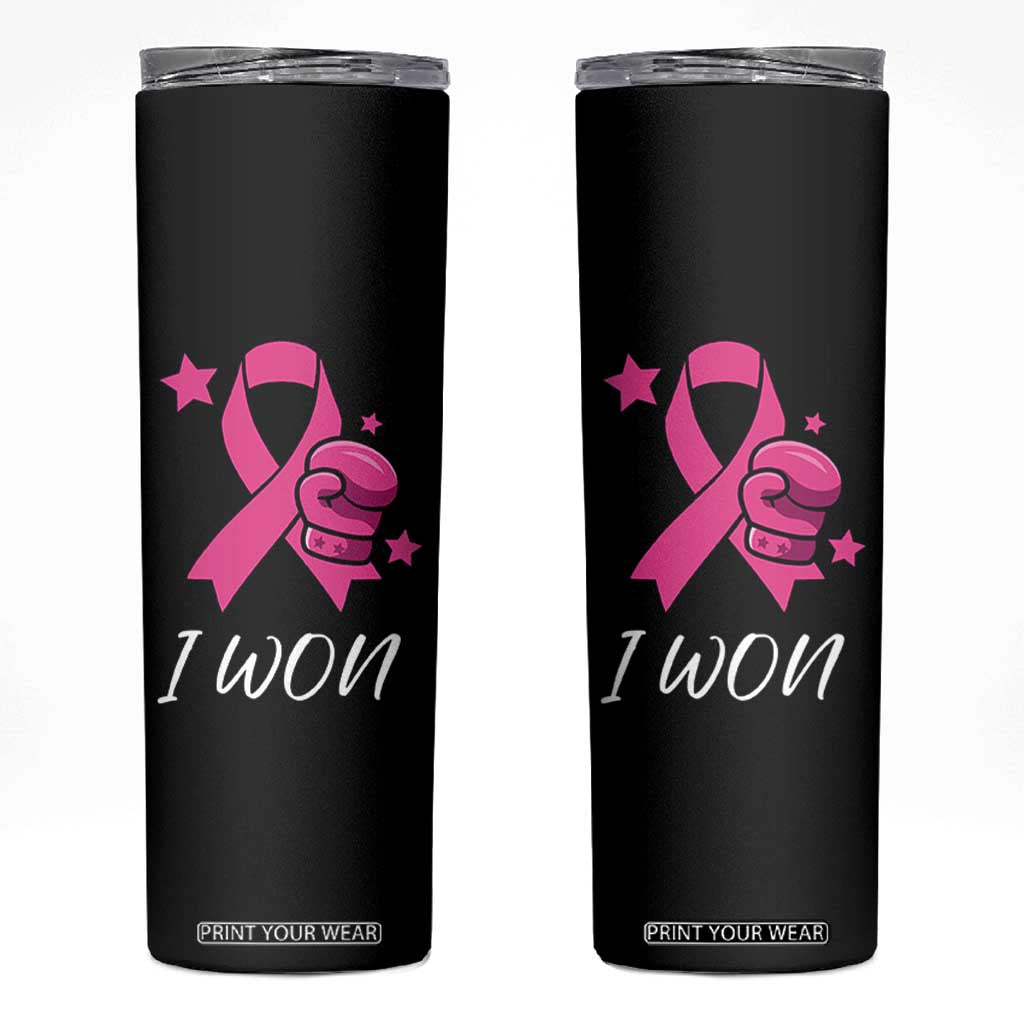 Pink Ribbon Skinny Tumbler I Won Breast Cancer Awareness TS10 Black Print Your Wear