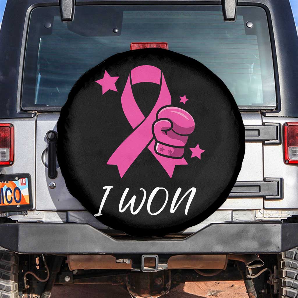 Pink Ribbon Spare Tire Cover I Won Breast Cancer Awareness TS10 No hole Black Print Your Wear