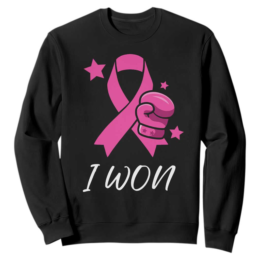 Pink Ribbon Sweatshirt I Won Breast Cancer Awareness - Print Your Wear