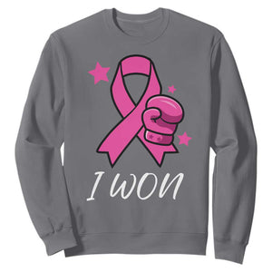 Pink Ribbon Sweatshirt I Won Breast Cancer Awareness - Print Your Wear
