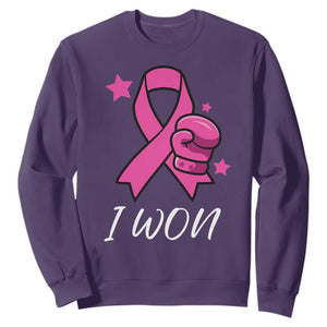 Pink Ribbon Sweatshirt I Won Breast Cancer Awareness - Print Your Wear