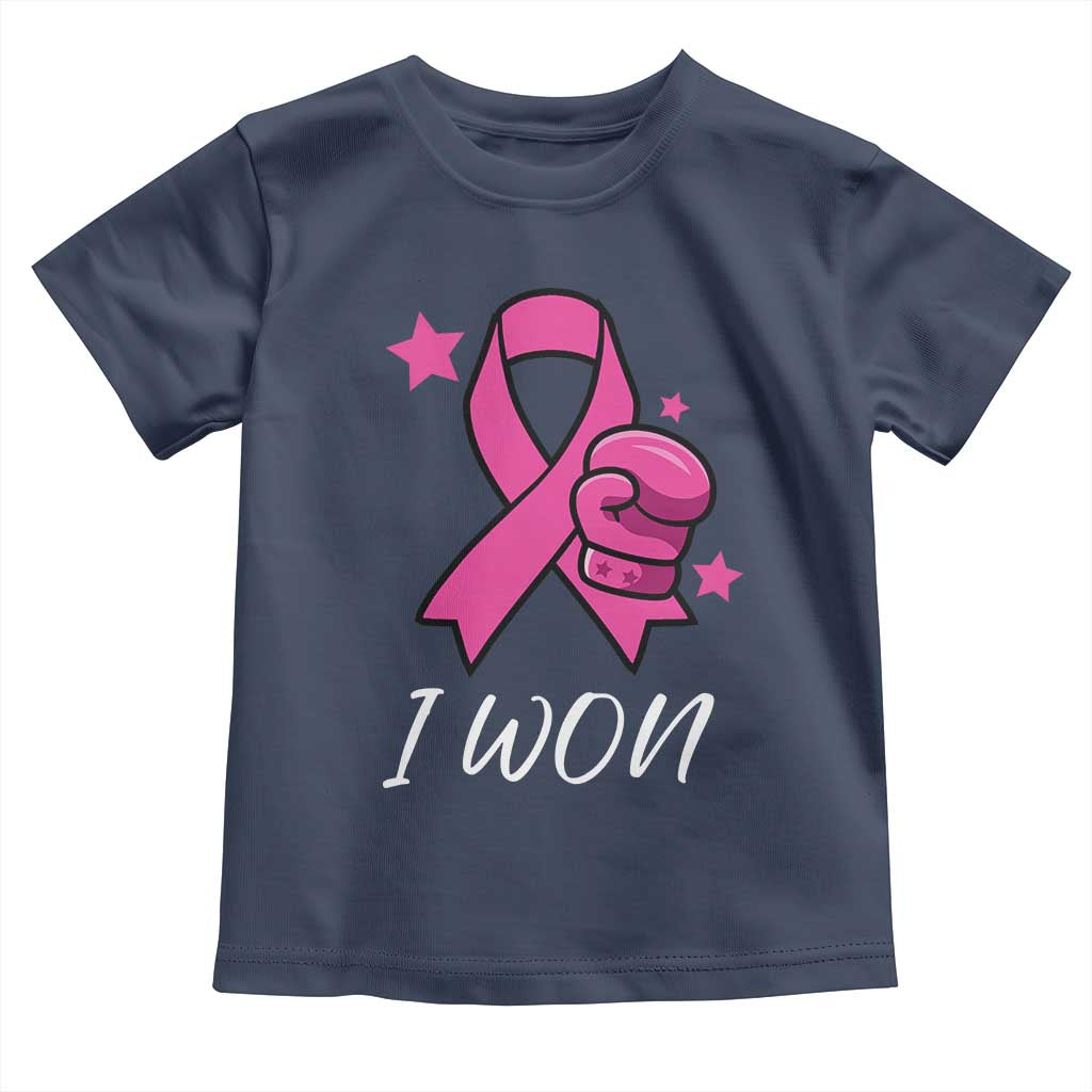 Pink Ribbon Toddler T Shirt I Won Breast Cancer Awareness TS10 Navy Print Your Wear