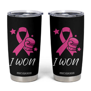 Pink Ribbon Tumbler Cup I Won Breast Cancer Awareness - Print Your Wear