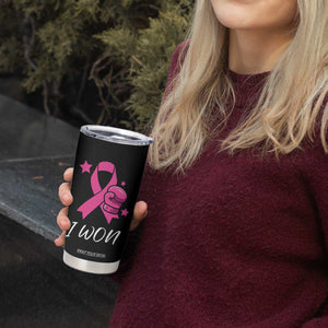 Pink Ribbon Tumbler Cup I Won Breast Cancer Awareness - Print Your Wear