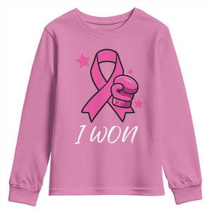 Pink Ribbon Youth Sweatshirt I Won Breast Cancer Awareness TS10 Azalea Print Your Wear