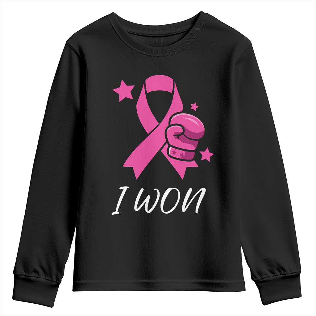 Pink Ribbon Youth Sweatshirt I Won Breast Cancer Awareness TS10 Black Print Your Wear