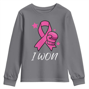 Pink Ribbon Youth Sweatshirt I Won Breast Cancer Awareness TS10 Charcoal Print Your Wear