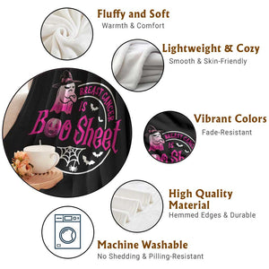 Breast Cancer Is Boo Sheet Throw Blanket October Ghost Pink Ribbon TS10 Print Your Wear