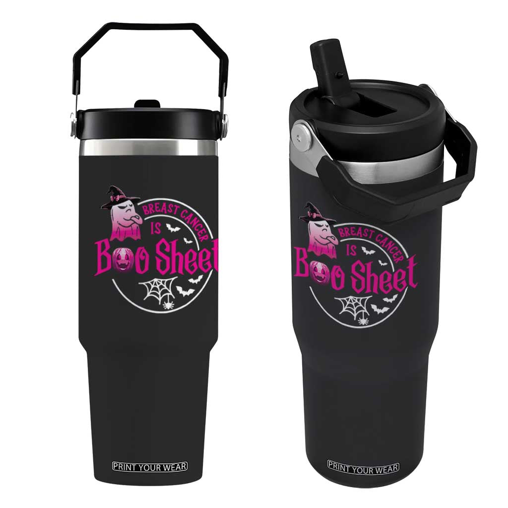 Breast Cancer Is Boo Sheet Flip Straw Tumbler October Ghost Pink Ribbon TS10 One Size: 30 oz Black Print Your Wear