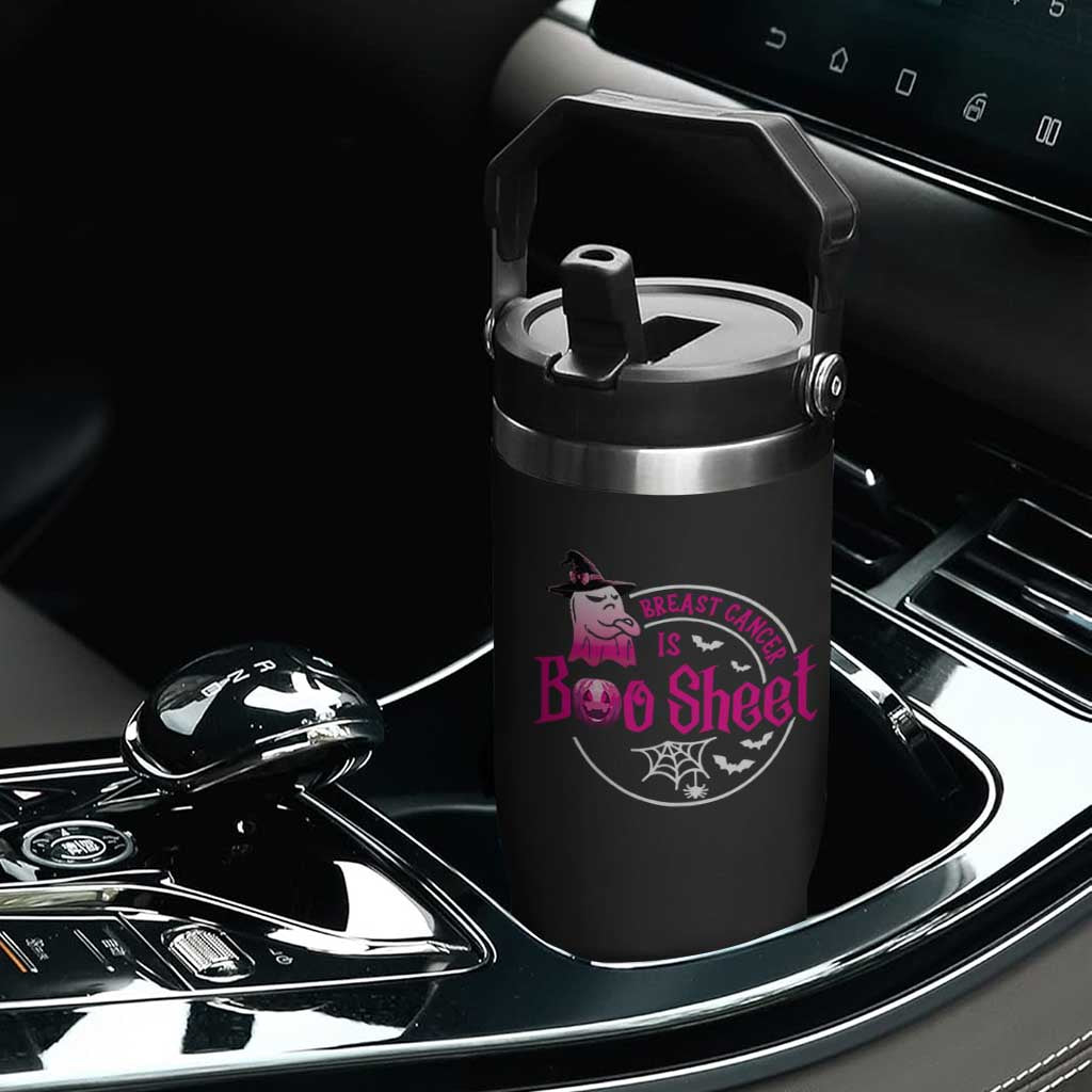Breast Cancer Is Boo Sheet Flip Straw Tumbler October Ghost Pink Ribbon TS10 Print Your Wear