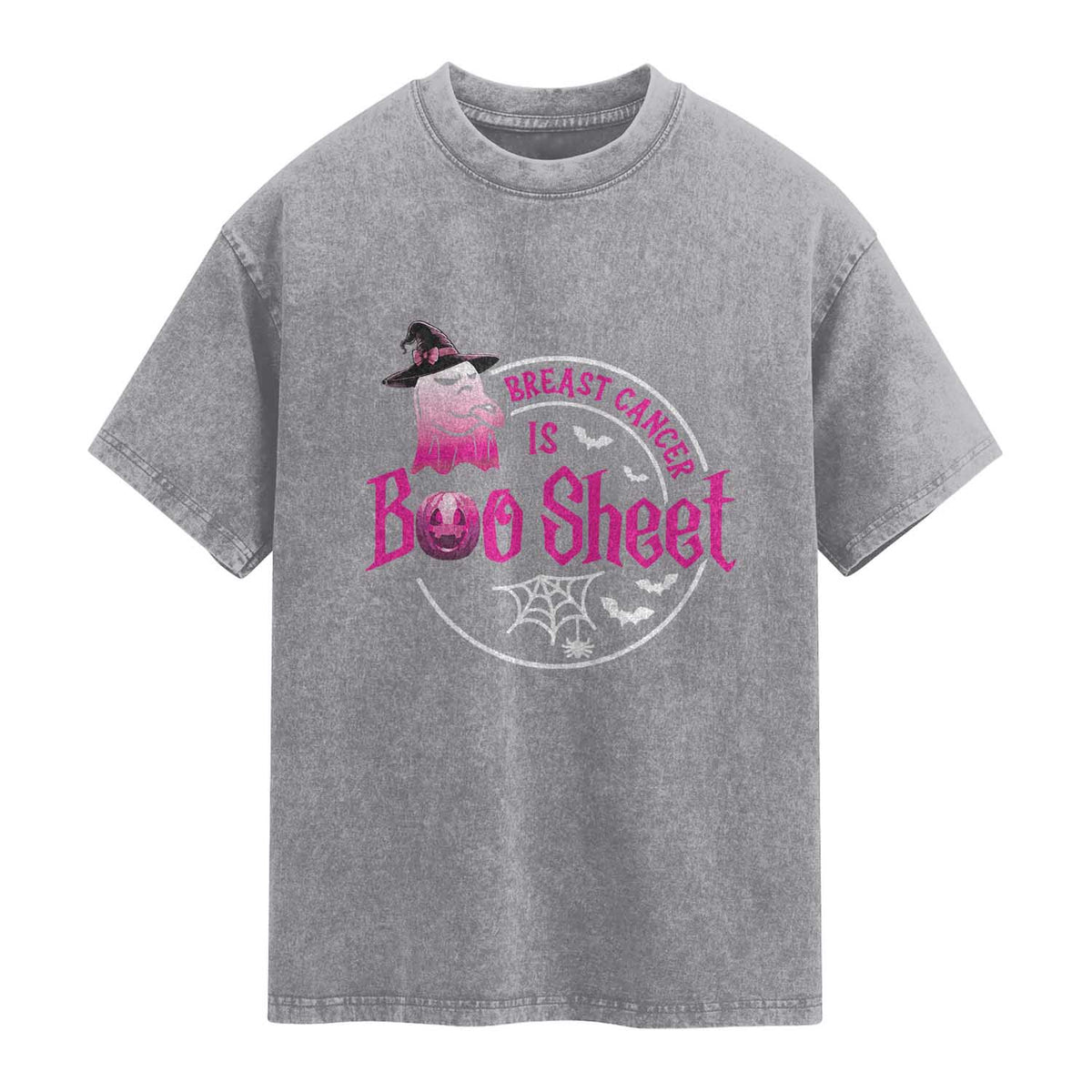 Breast Cancer Is Boo Sheet Washed Cotton T-Shirt October Ghost Pink Ribbon