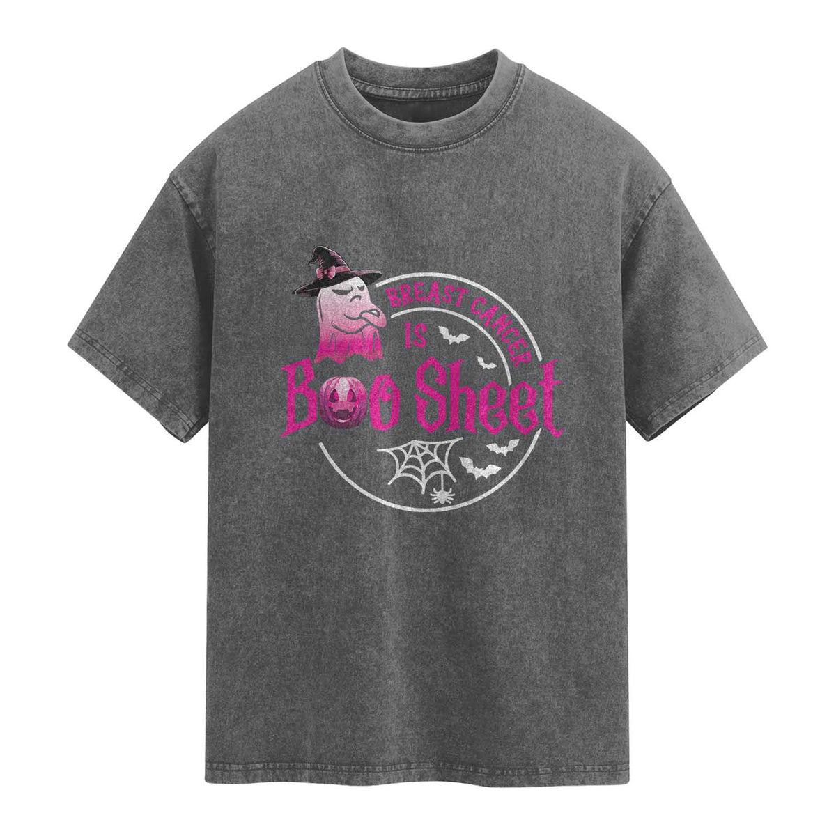 Breast Cancer Is Boo Sheet Washed Cotton T-Shirt October Ghost Pink Ribbon