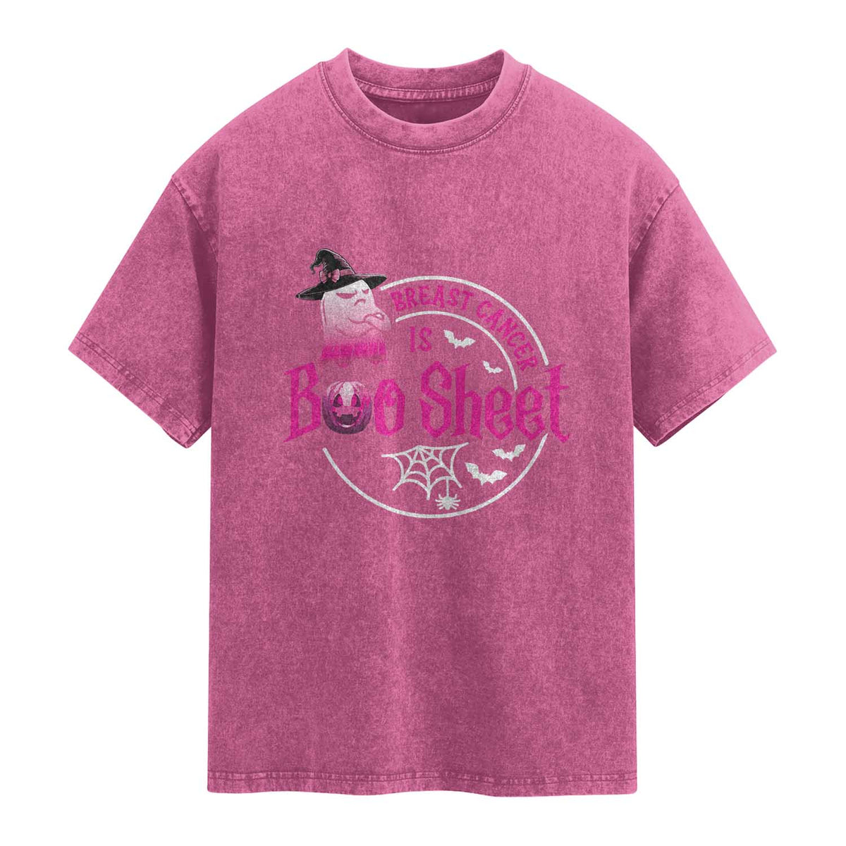 Breast Cancer Is Boo Sheet Washed Cotton T-Shirt October Ghost Pink Ribbon