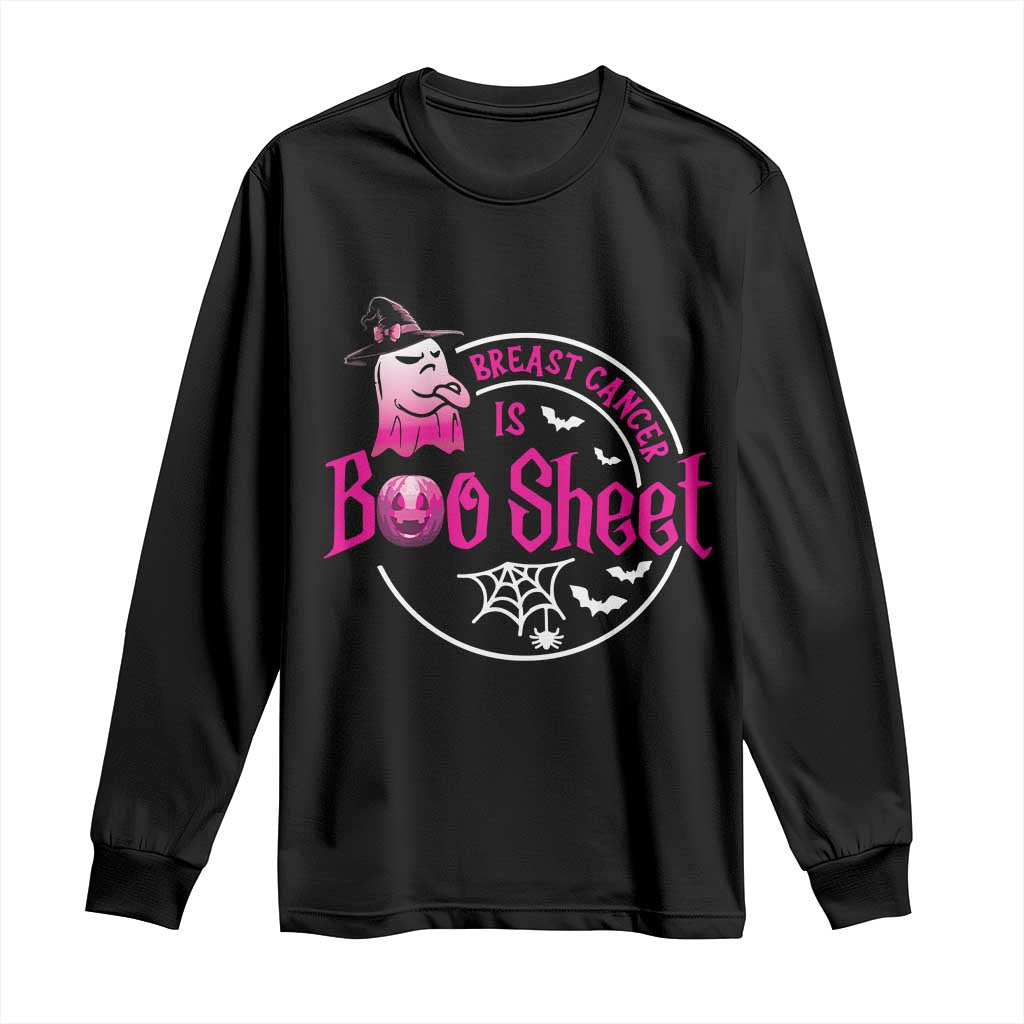Breast Cancer Is Boo Sheet Long Sleeve Shirt October Ghost Pink Ribbon - Print Your Wear
