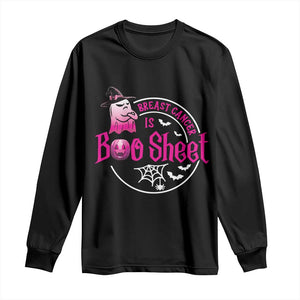 Breast Cancer Is Boo Sheet Long Sleeve Shirt October Ghost Pink Ribbon - Print Your Wear