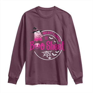 Breast Cancer Is Boo Sheet Long Sleeve Shirt October Ghost Pink Ribbon - Print Your Wear