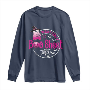 Breast Cancer Is Boo Sheet Long Sleeve Shirt October Ghost Pink Ribbon - Print Your Wear