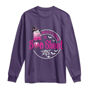Breast Cancer Is Boo Sheet Long Sleeve Shirt October Ghost Pink Ribbon - Print Your Wear