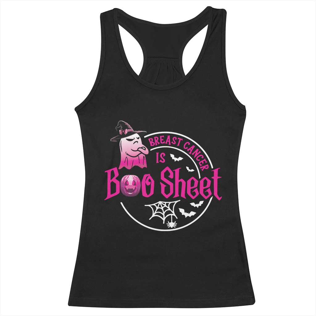 Breast Cancer Is Boo Sheet Racerback Tank Top October Ghost Pink Ribbon - Print Your Wear