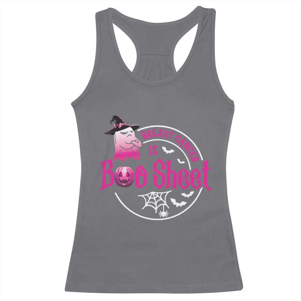 Breast Cancer Is Boo Sheet Racerback Tank Top October Ghost Pink Ribbon TS10 Charcoal Print Your Wear