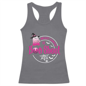Breast Cancer Is Boo Sheet Racerback Tank Top October Ghost Pink Ribbon - Print Your Wear