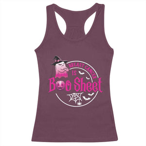 Breast Cancer Is Boo Sheet Racerback Tank Top October Ghost Pink Ribbon - Print Your Wear