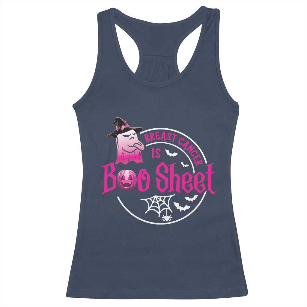 Breast Cancer Is Boo Sheet Racerback Tank Top October Ghost Pink Ribbon TS10 Navy Print Your Wear