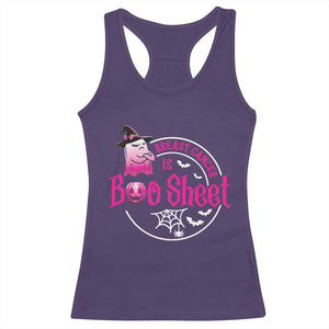 Breast Cancer Is Boo Sheet Racerback Tank Top October Ghost Pink Ribbon - Print Your Wear