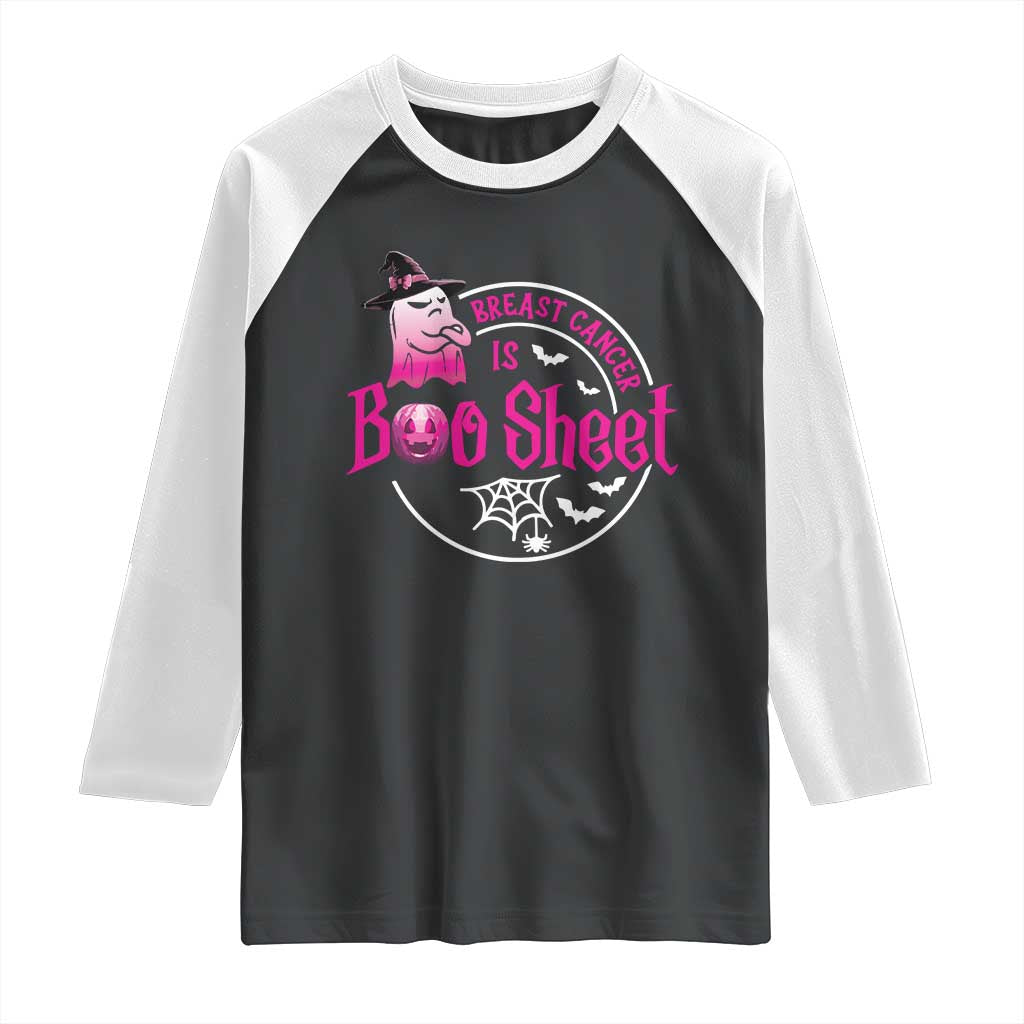 Breast Cancer Is Boo Sheet Raglan Shirt October Ghost Pink Ribbon TS10 Black White Print Your Wear