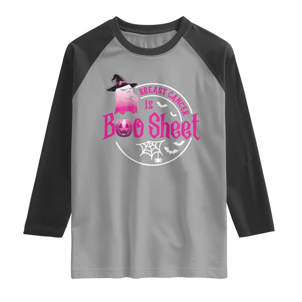Breast Cancer Is Boo Sheet Raglan Shirt October Ghost Pink Ribbon TS10 Sport Gray Black Print Your Wear