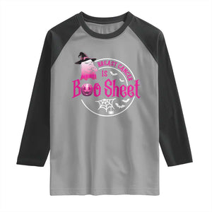 Breast Cancer Is Boo Sheet Raglan Shirt October Ghost Pink Ribbon TS10 Sport Gray Black Print Your Wear