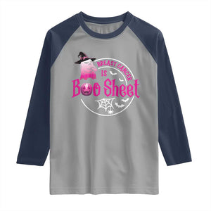 Breast Cancer Is Boo Sheet Raglan Shirt October Ghost Pink Ribbon TS10 Sport Gray Navy Print Your Wear