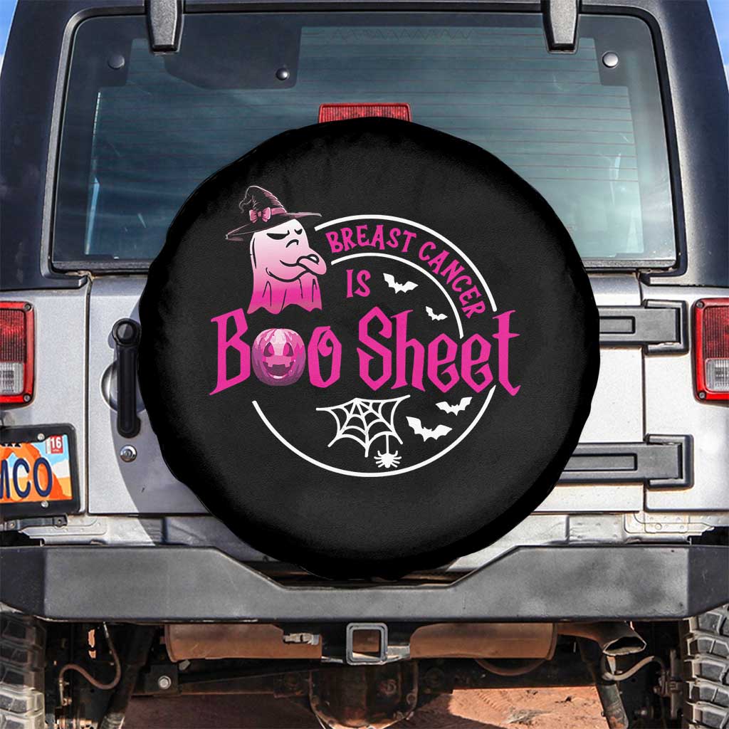 Breast Cancer Is Boo Sheet Spare Tire Cover October Ghost Pink Ribbon TS10 No hole Black Print Your Wear