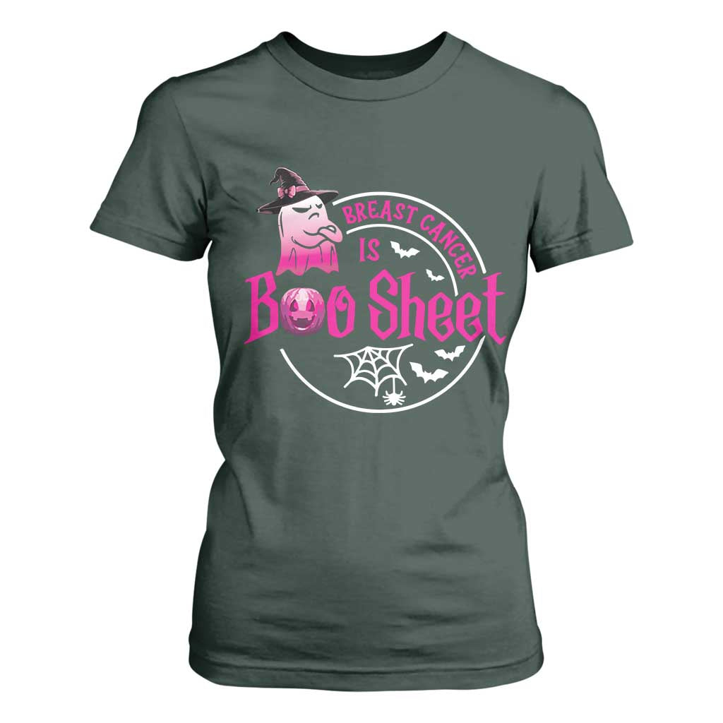 Breast Cancer Is Boo Sheet T Shirt For Women October Ghost Pink Ribbon TS10 Dark Forest Green Print Your Wear