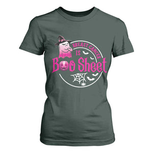 Breast Cancer Is Boo Sheet T Shirt For Women October Ghost Pink Ribbon TS10 Dark Forest Green Print Your Wear