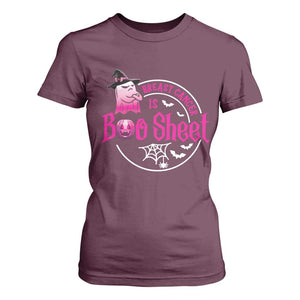 Breast Cancer Is Boo Sheet T Shirt For Women October Ghost Pink Ribbon TS10 Maroon Print Your Wear