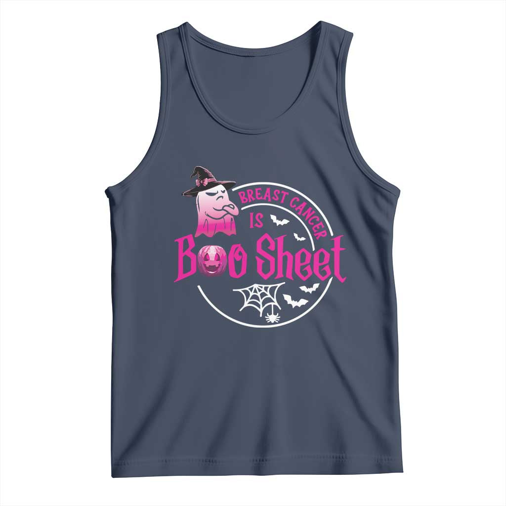 Breast Cancer Is Boo Sheet Tank Top October Ghost Pink Ribbon TS10 Navy Print Your Wear