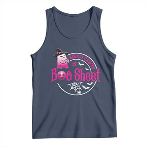 Breast Cancer Is Boo Sheet Tank Top October Ghost Pink Ribbon TS10 Navy Print Your Wear