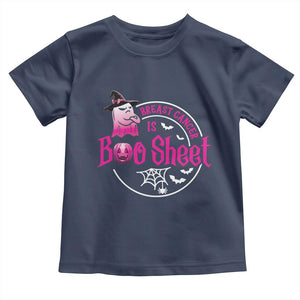 Breast Cancer Is Boo Sheet Toddler T Shirt October Ghost Pink Ribbon TS10 Navy Print Your Wear