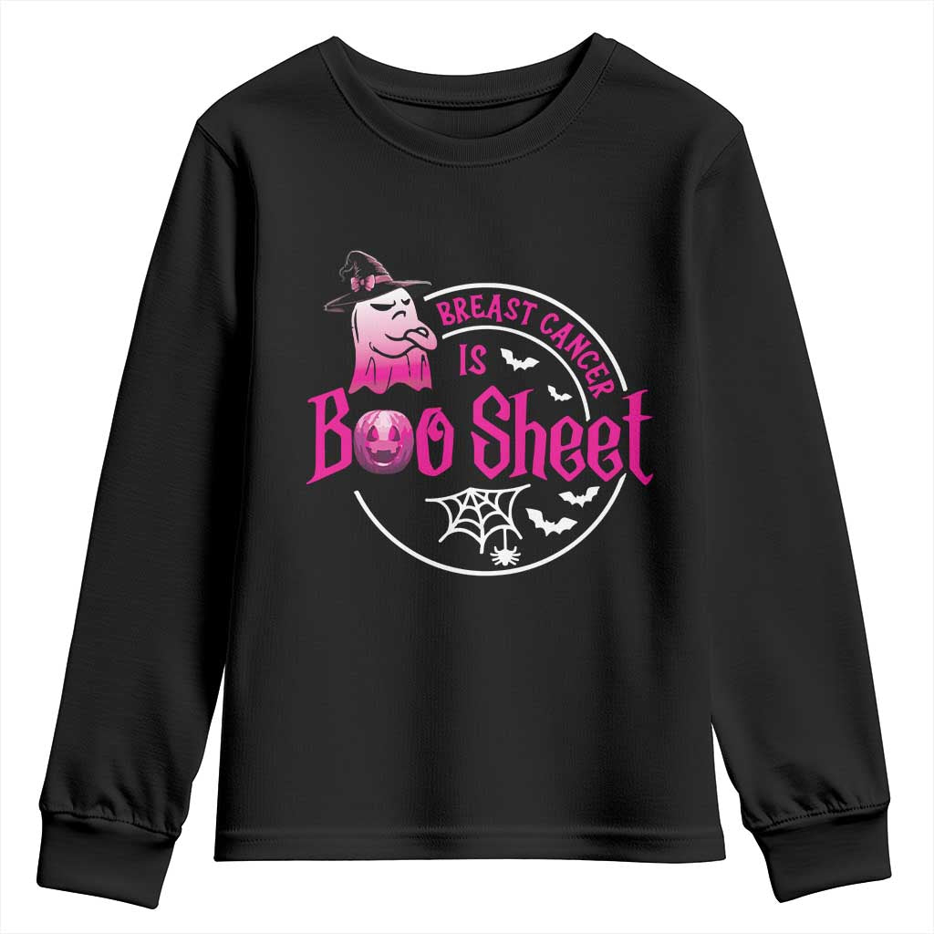 Breast Cancer Is Boo Sheet Youth Sweatshirt October Ghost Pink Ribbon TS10 Black Print Your Wear