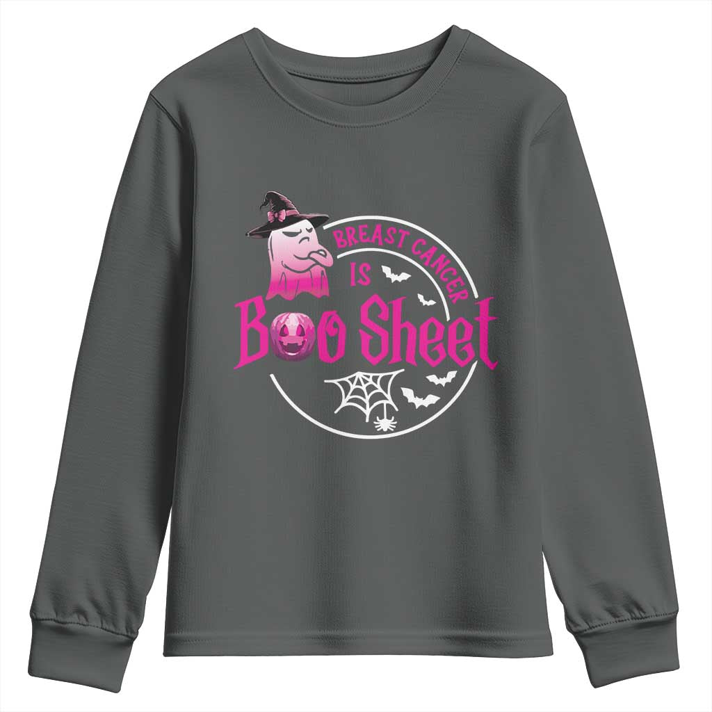 Breast Cancer Is Boo Sheet Youth Sweatshirt October Ghost Pink Ribbon TS10 Dark Heather Print Your Wear
